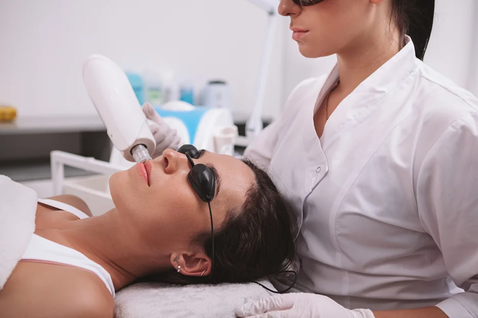 laser hair removal procedure performed by aesthetician